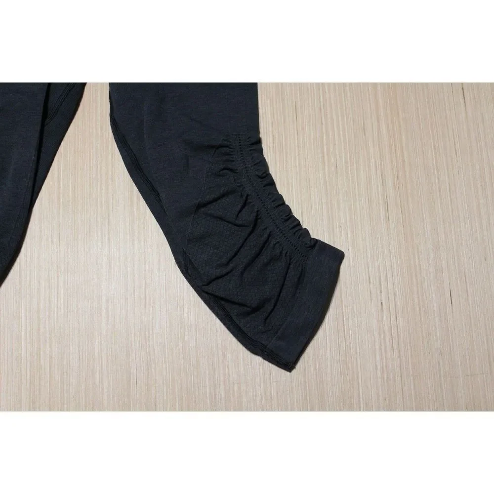 Lululemon Women's 4 In the Flow Cropped Ruched Heathered Black‎ Pants Leggings - Picture 3 of 9